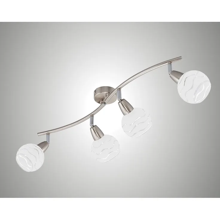 TRANGO LED Deckenleuchte, Dimmfunktion, 4-flammig 1001-42SD Deckenleuchte OLIVIA inkl. 4x 3-Stufen dimmbar LED Leuchtmittel 3000K warmweiß I Deckenlampe in Edelstahl-Optik mit Design Gläsern, Deckenstrahler, Wohnzimmer Lampe, Spots