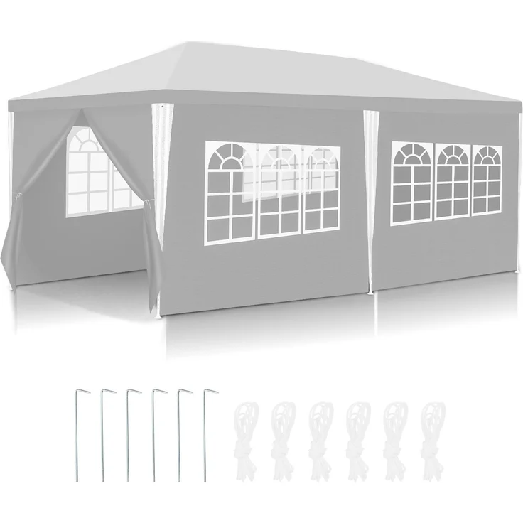 Eikuavons 3 x 6 m Garten Pavillon tragbares wasserdichtes Zelt mit Seitenteilen, weiß für Camping / Garten / Hochzeit / Strand,Polyethylen – Bild 1