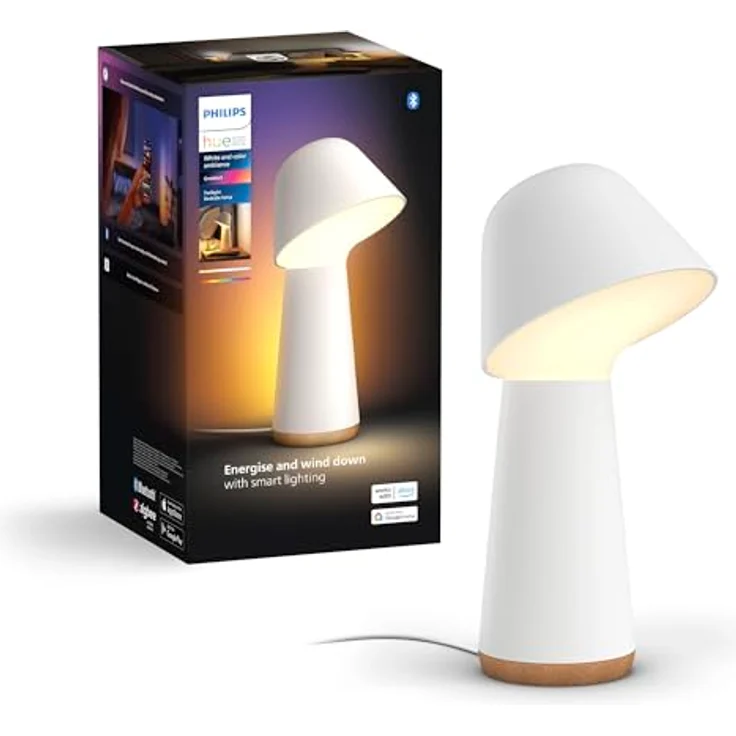 Philips Hue Twilight smarte Sleep und Wake-Up Tischleuchte, weißes und farbiges Licht, Bluetooth kompatibel, Sprachsteuerung mit Alexa, Apple Home & Google Assistant, weiß – Bild 1