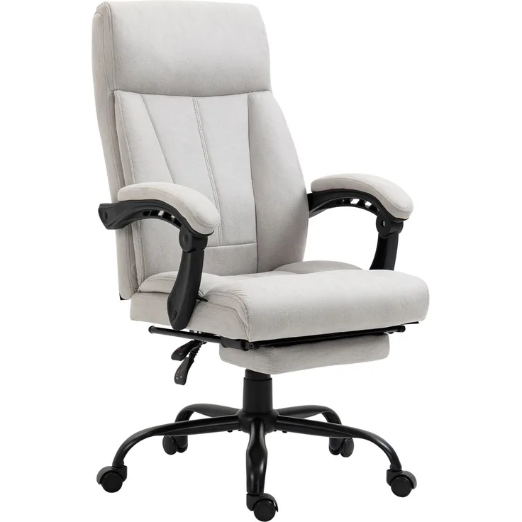Bürostuhl mit Massagefunktion, ergonomischer Chefsessel mit höhenverstellbarer Fußstütze, Hellgrau für Büro & Homeoffice--Hellgrau--65x74x119cm--YOUDENOVA