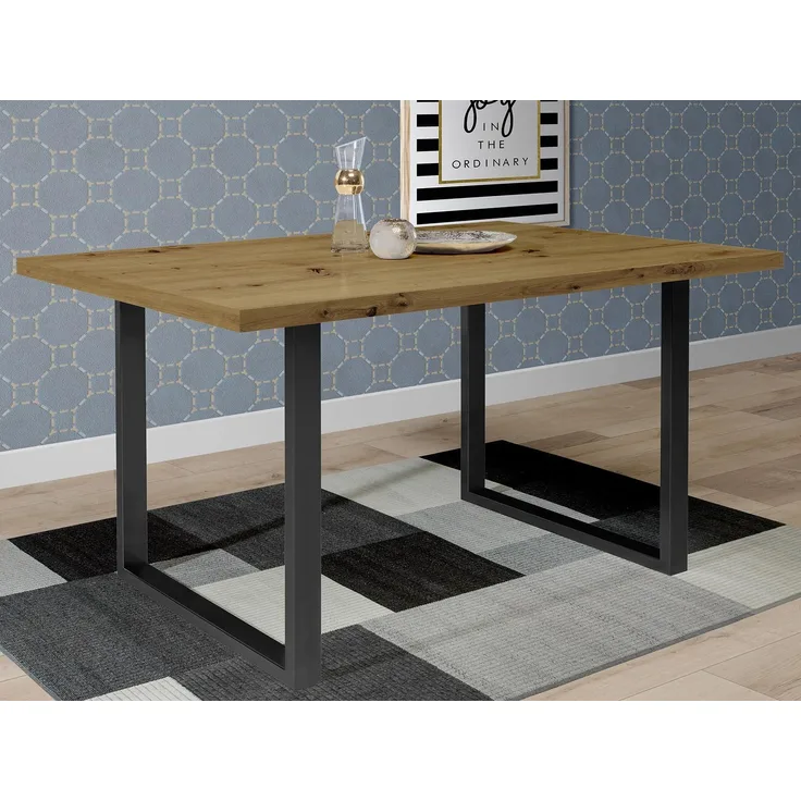 Esstisch >Talbert< in Artisan Eiche Schwarz aus Metall - 160x74,4x90cm (BxHxT)