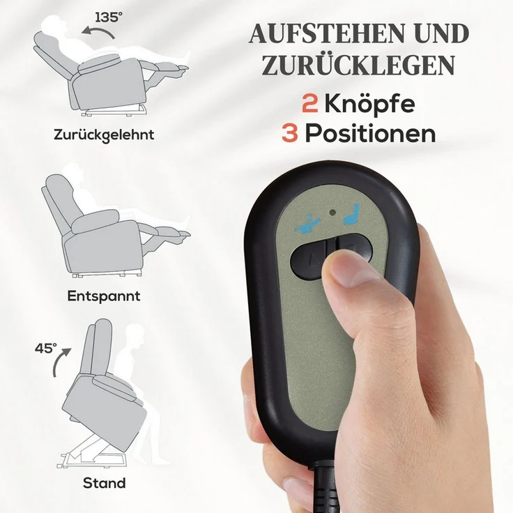 HOMCOM Massagesessel Elektrisch Relaxsessel mit Massage-/ Wärme-/Liegefunktion (Fernsehsessel mit Aufstehhilfe, 1-St, TV-Sessel), mit Becherhalter, Stautraum, USB-Anschlüssen und Fernbedienung – Bild 4