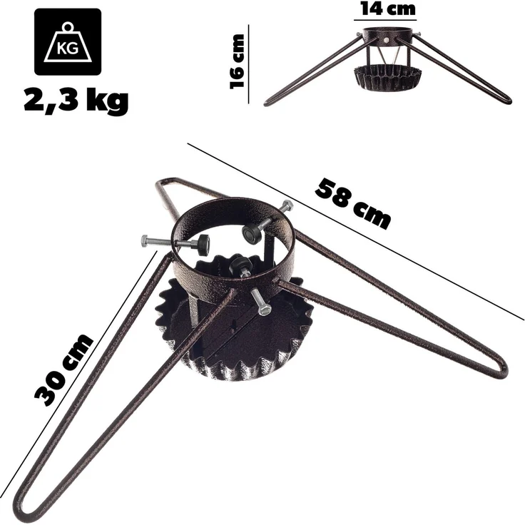 KADAX Weihnachtsbaumständer Metall Weihnachtsbaumständer mit Schale Kupfer 58cm – Bild 4