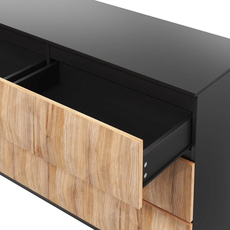 Merax Sideboard und die Kommode zeichnen sich durch eine Kombination, Schwarz und Holz – Bild 7