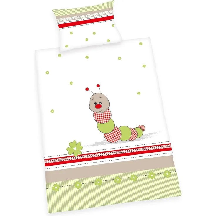 Herding Baby Best Kleinkinder-Bettwäsche-Set, Jana Raupe Wendemotiv, Bettbezug
