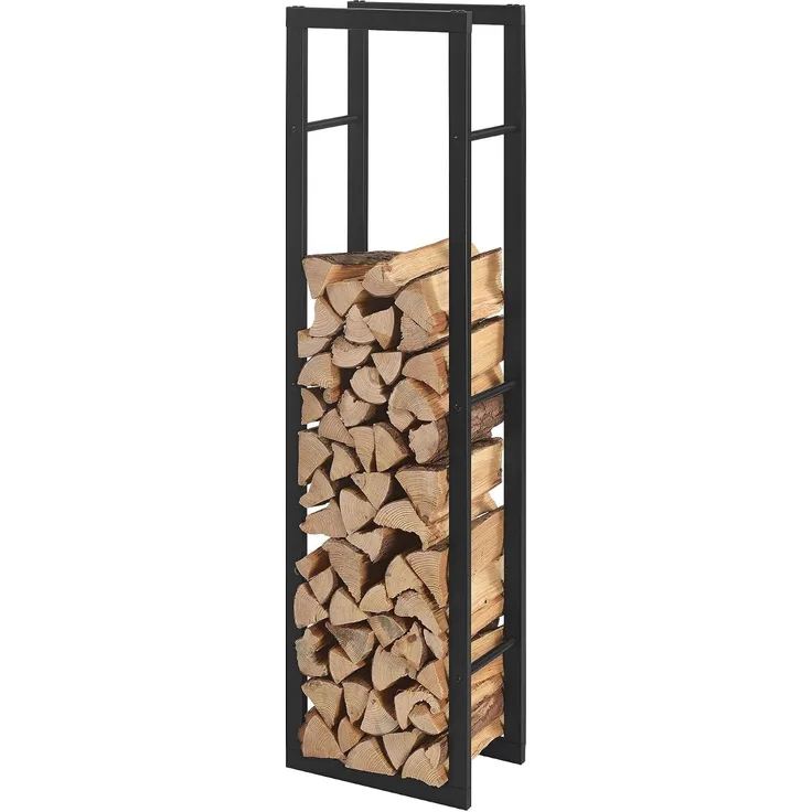 Kaminholzregal Täby Stahl 40x25x150cm Schwarz [en. casa]