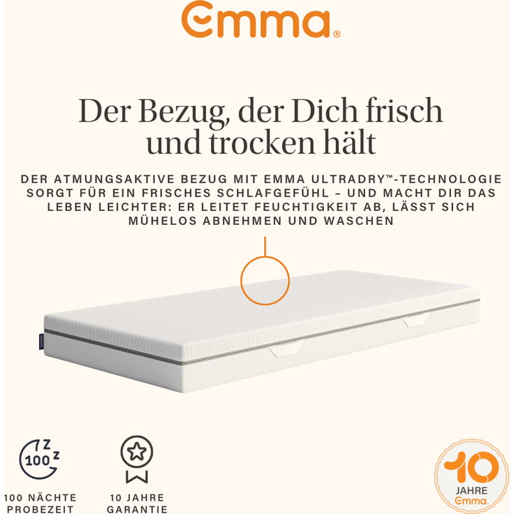 Emma 'One Medium' Kaltschaummatratze, 140x200 cm, 85 % Polyester / 15 % Polypropylen weiß – Bild 8