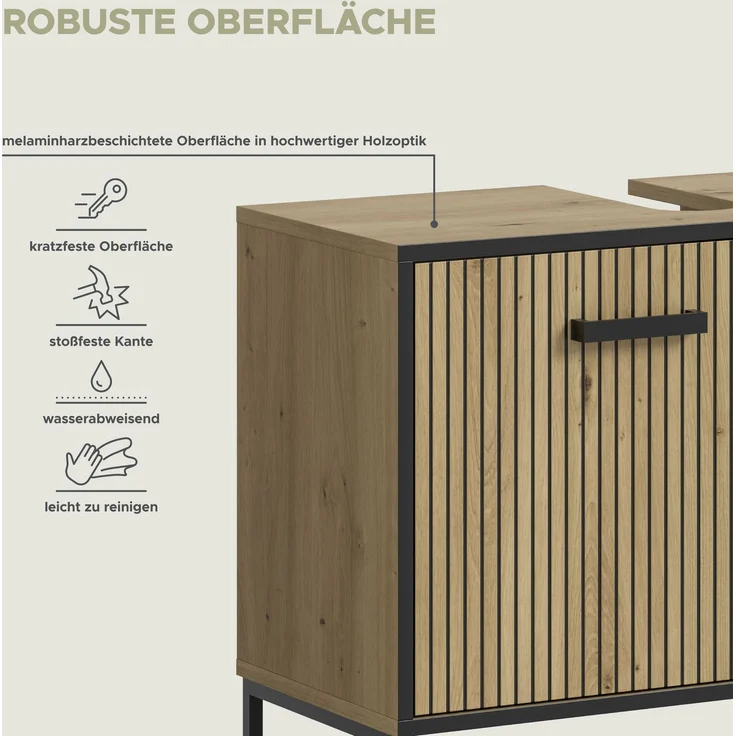 Bagno Waschbeckenunterschrank in Artisan Oak Nachbildung – Bild 8