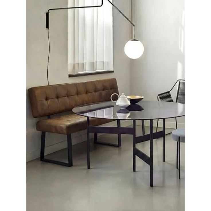 B&D home Sitzbank Sigfrid - Eckbank Esszimmer Mit Lehne, Sitzbank Flur, Pflegeleichter Bezug aus Kunstleder in Braun, Kaltschaum-Polsterung, Für Esszimmer, Küche & Flur, 140 cm – Bild 3