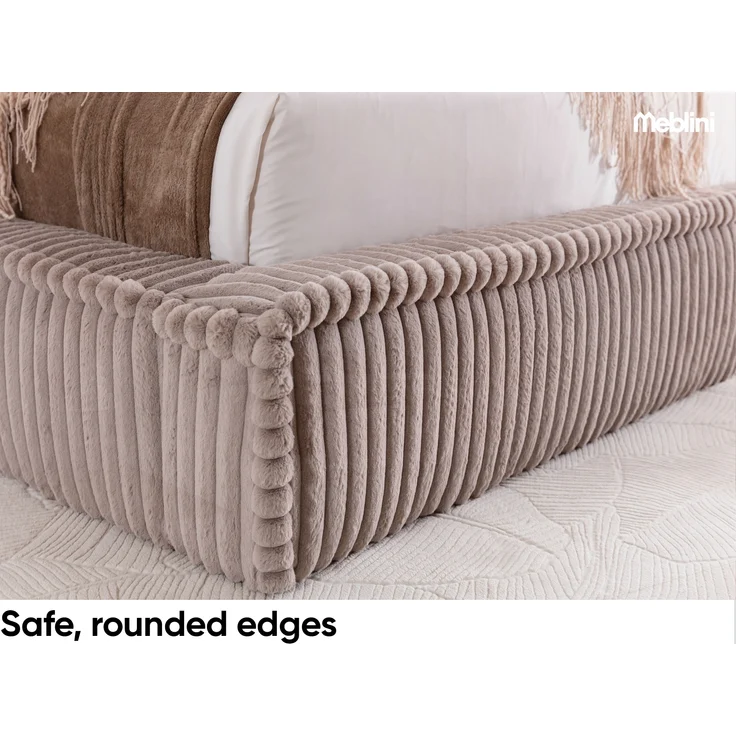 MEBLINI Polsterbett 120x200 mit Lattenrost ohne Matratze - MESUT - Creme Cordstoff - Bubble Bett - Cloud Bett - Marshmallow Bed - Kopfteil Bett mit Stauraum – Bild 3