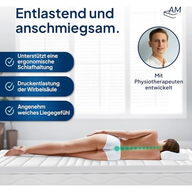 AM Qualitätsmatratzen Premium Plus Gelschaum-Topper 160x190 cm, 8 cm hoch, RG 50, Lyocell-Bezug, Antirutschfunktion, Klimaband, Qualität Made in Germany – Bild 4