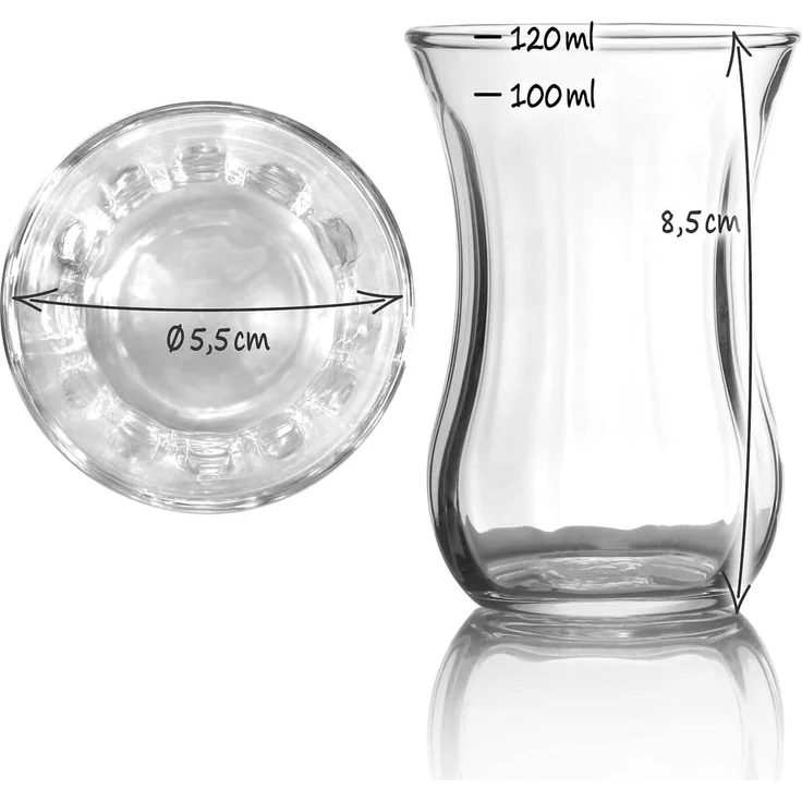 Pasabahce 12er-Set 42021 Türkische Teegläser Teeglas Tee Glas "Optik" 120cc Gläser-Set – Bild 5