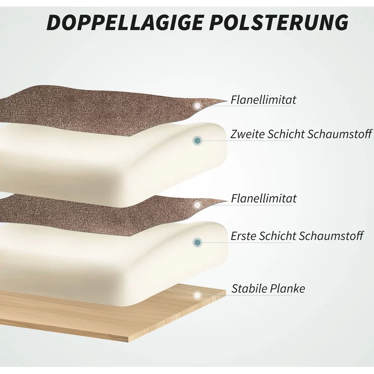 MELAYR, Ergonomischer Bürostuhl, neigbare Rückenlehne, Fußstütze, weicher Stoff, Hellbraun, 80 x 80 x 114 cm, Braun – Bild 6