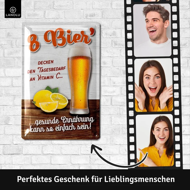 LANOLU Blechschild 8 Bier - 20x30cm – Metall – Mehrfarbig – 20150 – Bild 3