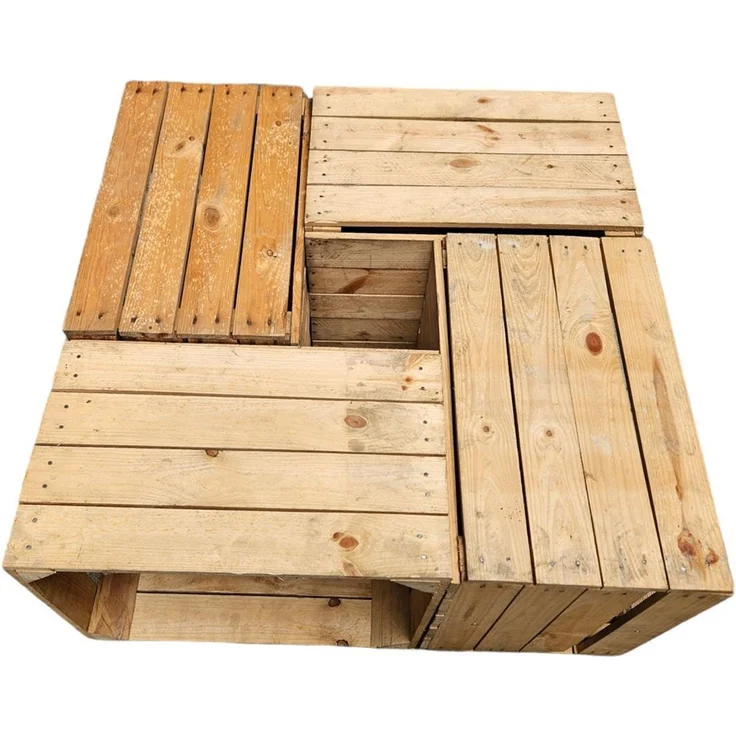Holzkisten 4er Set 50 x 40 x 30cm Vintage Natur – Bild 2