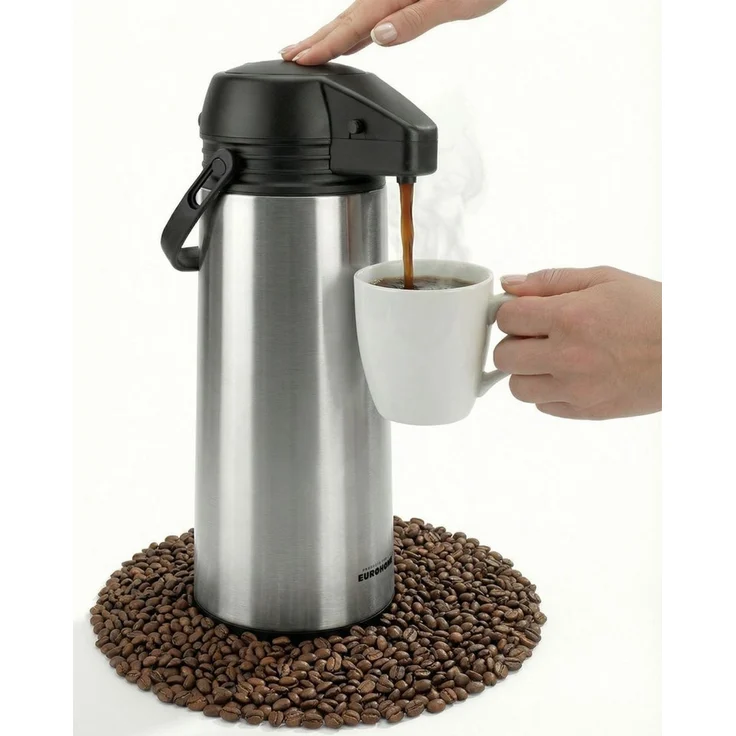 EUROHOME Pump-Isolierkanne Airpot Pumpkanne Edelstahl für 1,9 Liter mit Tragegriff, 1,9 l, (1-St, Thermoskanne 35 cm hoch), Isolierkanne mit Pumpfunktion - Pumpkannen – Bild 2