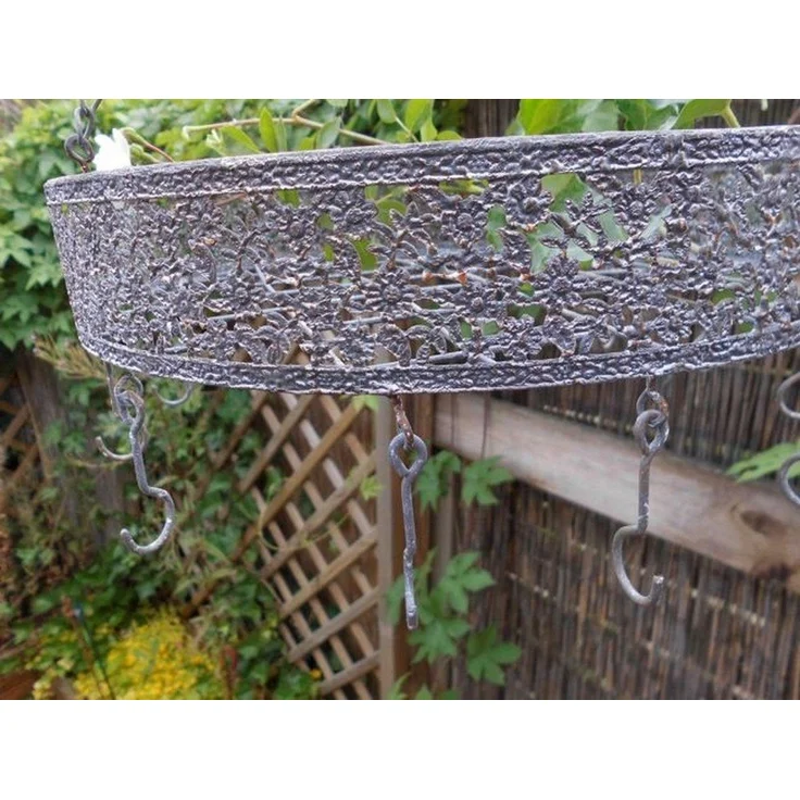 Deko-Impression Hängekorb Runder Küchenhänger Hängeregal Hängetablett Eisen silbergrau- antik (1 St) – Bild 3