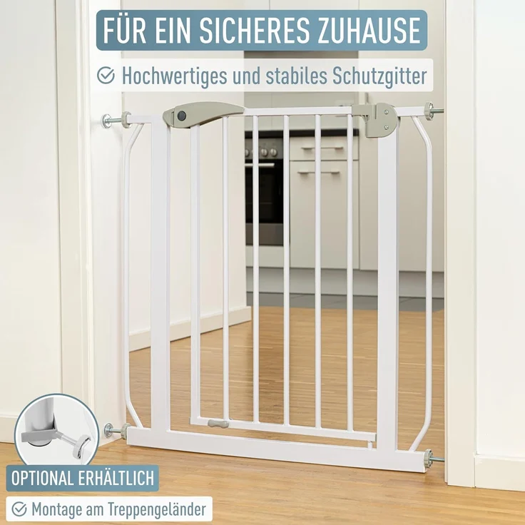 ib style® Berrin ! PREISSIEGER ! Treppengitter 58-175 cm | Ohne Bohren |Auto-Close| 90° Stop | Einhand Bedienung | 118-126 cm – Bild 2