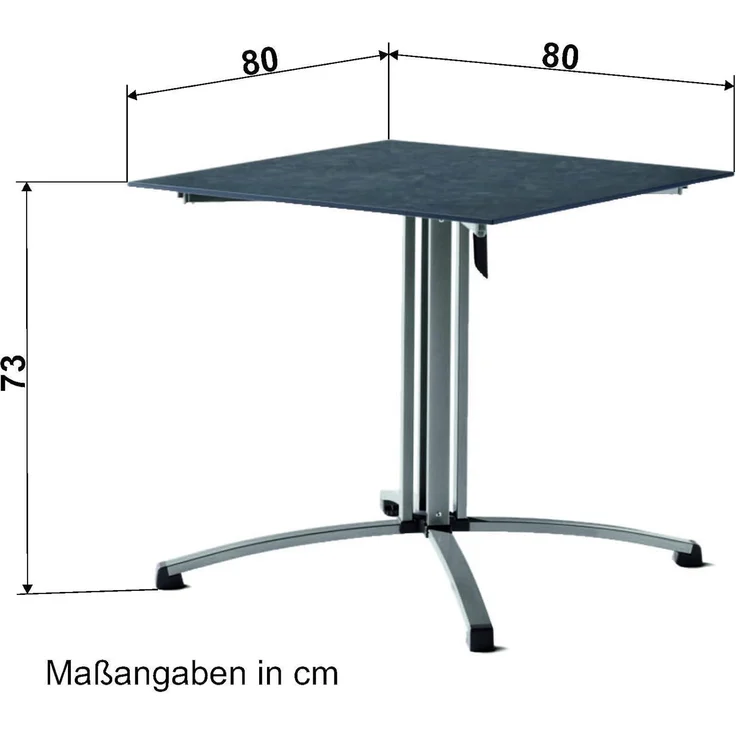 Sieger 5330-21 Party-Klapptisch mit Polytec Tischplatte, Stahlrohr Beton, hell 80 x 73 x 80 cm – Bild 2