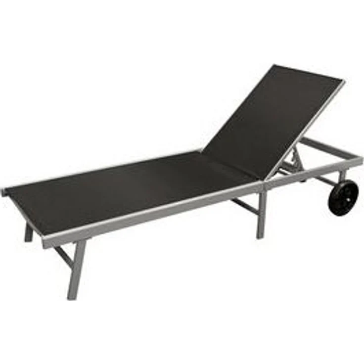 Rollenliege OSTIA, Aluminium silber + Textilgewebe schwarz, 200cm – Bild 6