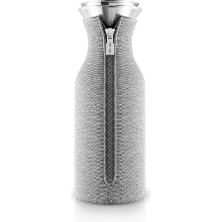 Eva Solo Kühlschrankkaraffe, Wasserkaraffe, Karaffe, Servieren, Trinken, Borrosilikat-Glas/Edelstahl/Silikon, Hellgrau, 1 L, 567974