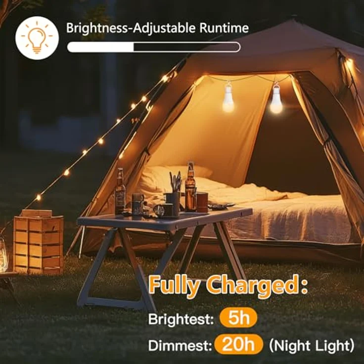 Dehobo Glühbirne Mit Batterie E27 Aufladbare Glühbirne Mit Fernbedienung - 7W Type-C Ladung Camping Lampe 3 Farben Dimmbare - Akku birne Mit Timing Funktion Mit Taste, Outdoor Lampe 1 Pack – Bild 3