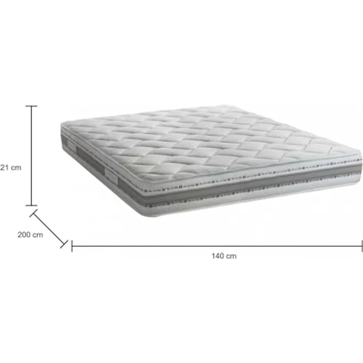 Talamo Italia - Sveva-Doppelmatratze, herausnehmbare Matratze aus Memory-Schaum und Wasserschaum, 100 % Made in Italy, milbenhemmend und hypoallergen, 140 x 200 x 21 cm – Bild 2