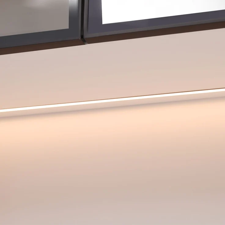 ZUBALIYA Glasvitrine 70 × 30 × 170 cm mit LED-Beleuchtung und Spiegelrückwand, Vitrinenschrank mit grauen ESG-Glastüren, MDF, Ausstellungsschrank für Wohnzimmer, Küche und Esszimmer – Bild 20