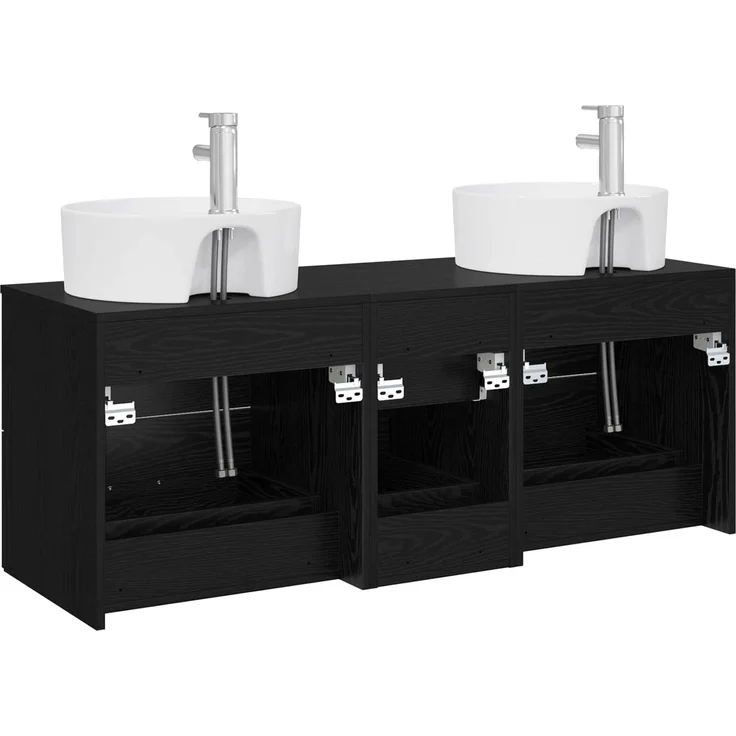 vidaXL Badezimmerschrank-Set 3 stk. Schwarz 129 x 44,5 x 82 cm 3405884 – Bild 7