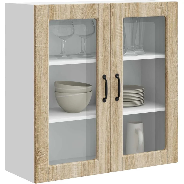 vidaXL Wandglas-Schrank PORTO Sonoma-Eiche 80 x 31 x 80 cm 885417 – Bild 3