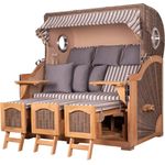 Strandkorb Komplettset - bene living - Ammersee Grande XXL Teak - PE grau - Modell 545 - inkl. Liftersystem