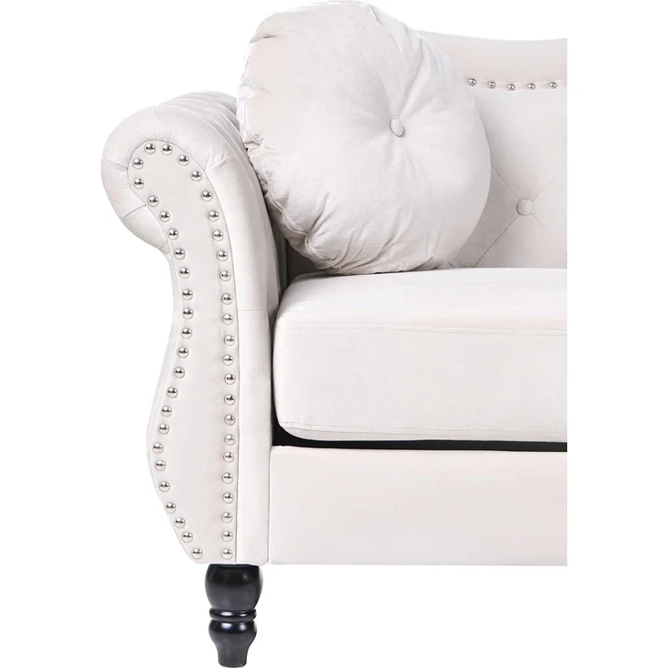 Sofa 3-Sitzer SKIEN Samtstoff Hellbeige – Bild 6
