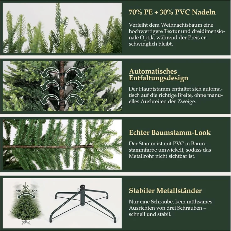 SALCAR Künstlicher Weihnachtsbaum 1,8 m – Bild 5