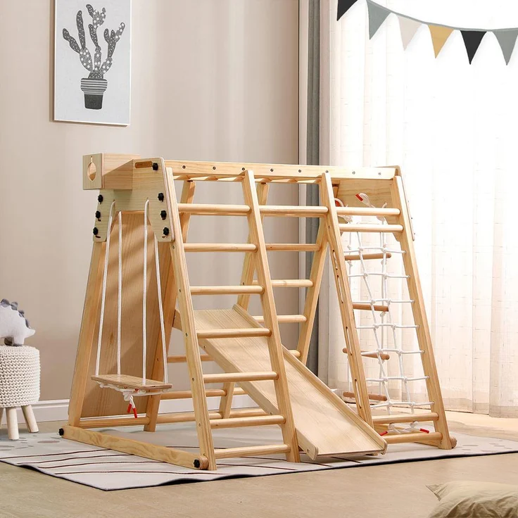 HOME DELUXE Klettergerüst Indoor inkl. Rutsche, Schaukel und Kletterwand LIO – Bild 1