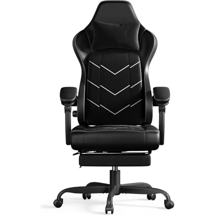 JUMMICO Bürostuhl ergonomisch mit dynamischer Lordosenstütze & Fußraster, Schwarz – Bild 1