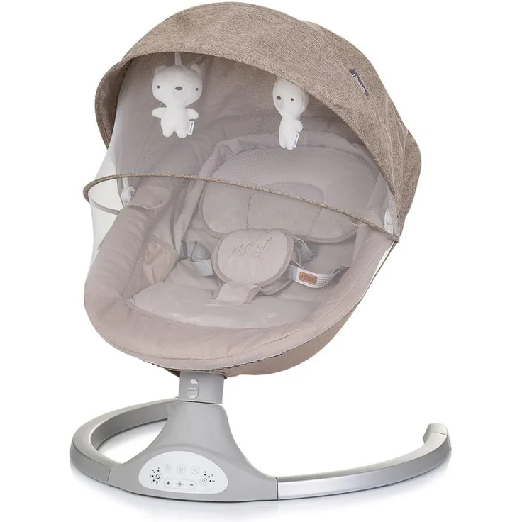 Chipolino Babywippe Nest Musik, Fernbedienung, Kissen, Gurt, Timer, Plüschtiere beige – Bild 3