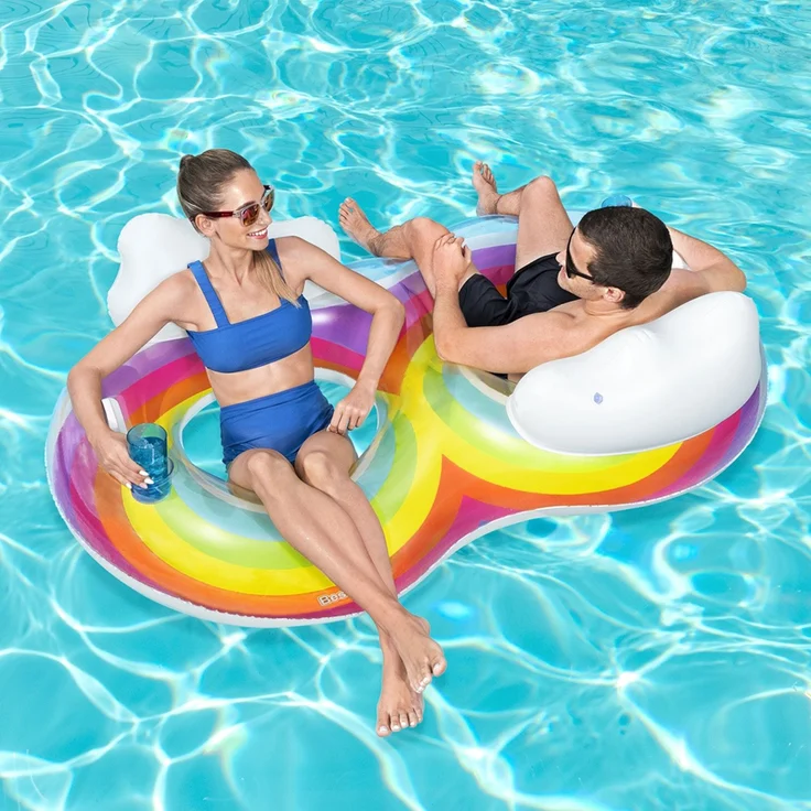 Rainbow Dreams™ 2-Personen-Schwimmring mit Kopfstütze 172 x 102 x 53 cm – Bild 2