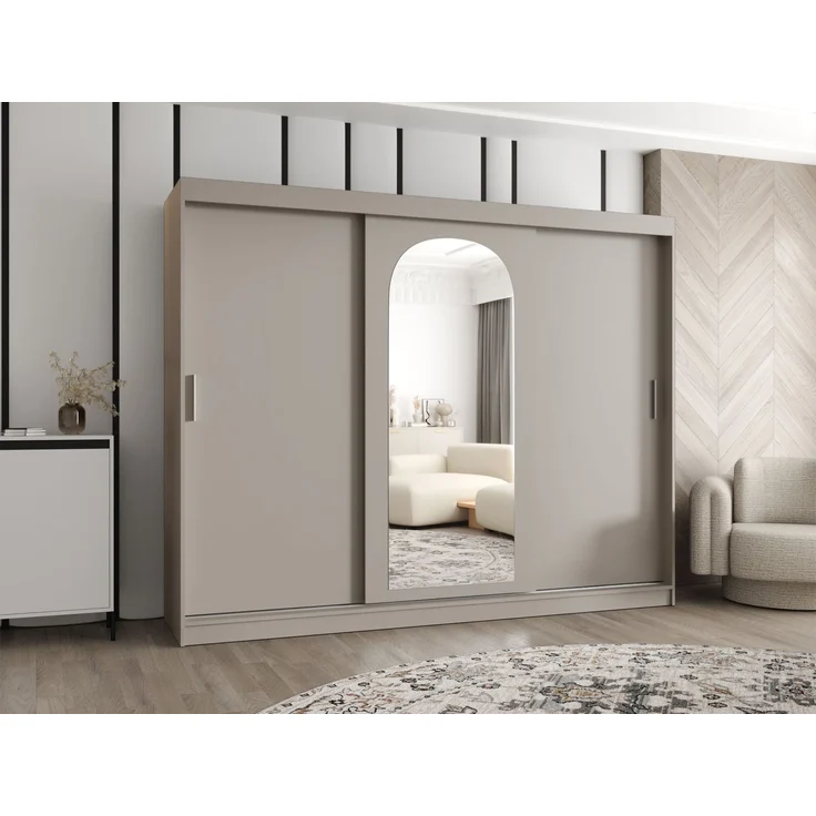 Kleiderschrank Samker 250 cm (Farbe: Cashmere, mit vier Schubladen) – Bild 2
