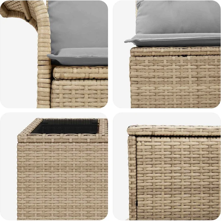 vidaXL Sofa Set 6 stk. 4-Sitzanzahl Beige und Hellgrau 3447089 – Bild 8