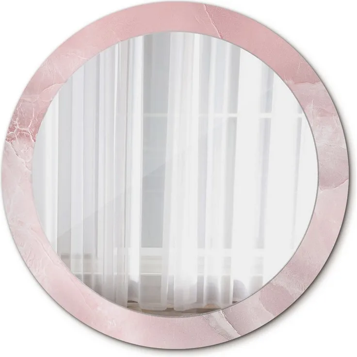 Tulup Badspiegel Rund mit Aufdruck, Wandmontage Deko, Ø80cm, gehärtetes Glas mit moderner Grafik