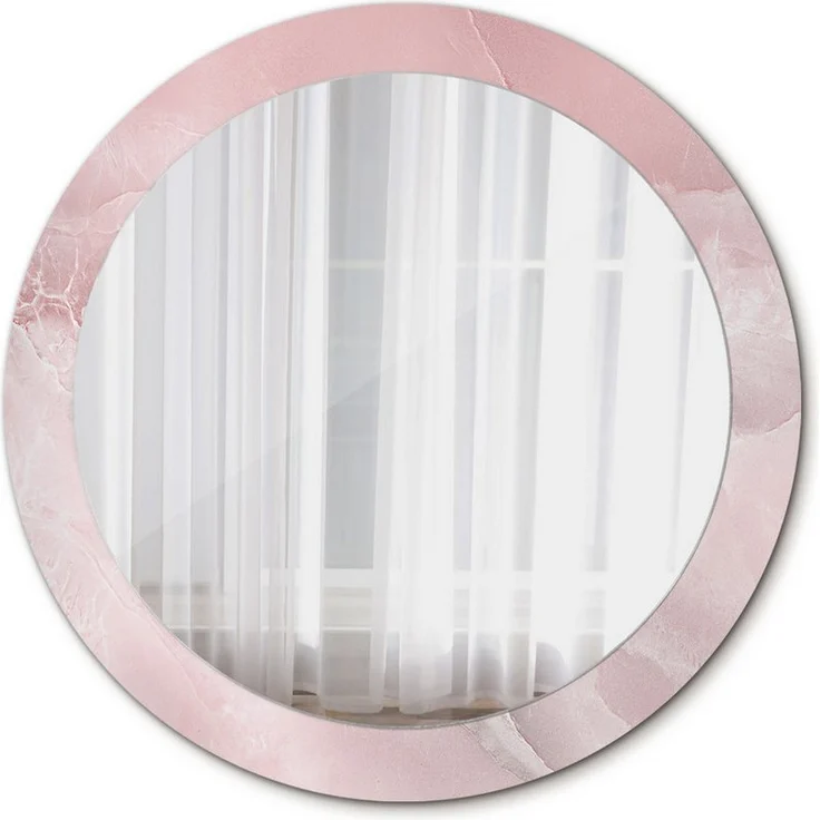 Tulup Badspiegel Rund mit Aufdruck, Wandmontage Deko, Ø80cm, gehärtetes Glas mit moderner Grafik
