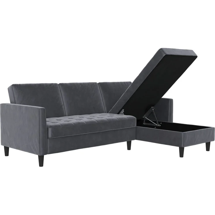 Schlafsofa >Palermo< in Anthrazit, Samt - 213x82x154cm (BxHxT) – Bild 5