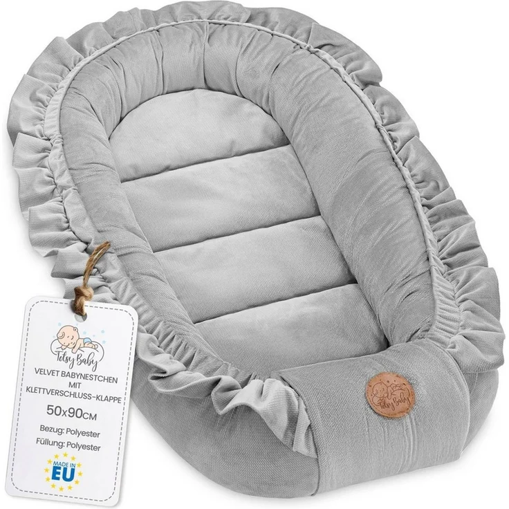 Nestchen Baby - Babynestchen Neugeborene Minky Babynest für kinderbett Vielseitiges tragbar Nest kuschelnest zubehör für babybett warm winter coccon Velvet Grau – Bild 5
