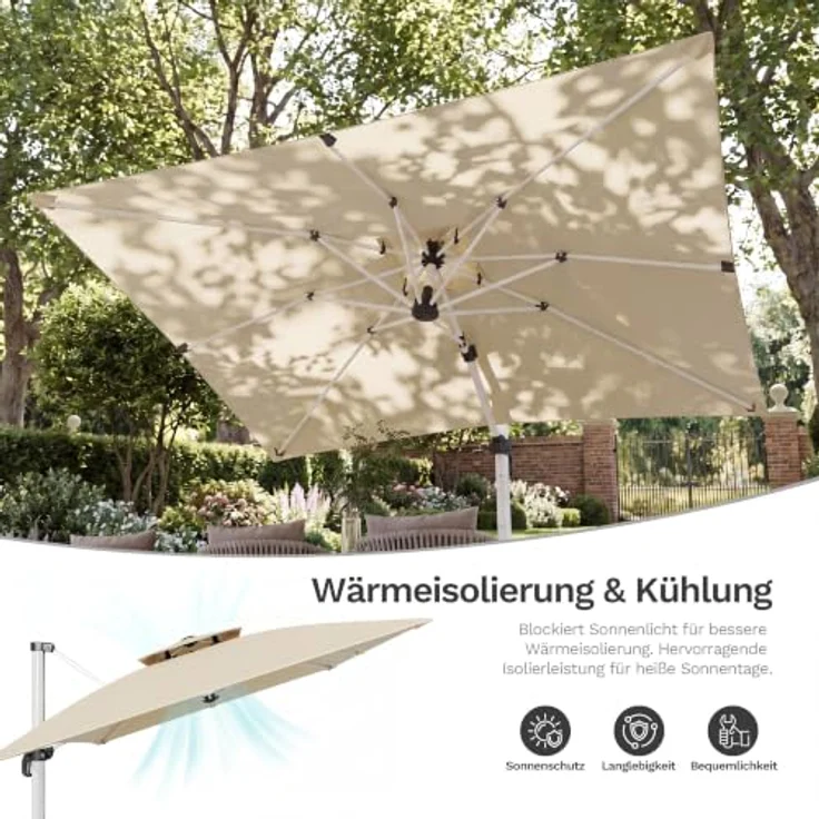 JUMMICO Ampelschirm Sonnenschirm 300x400 cm, Beige – Bild 4