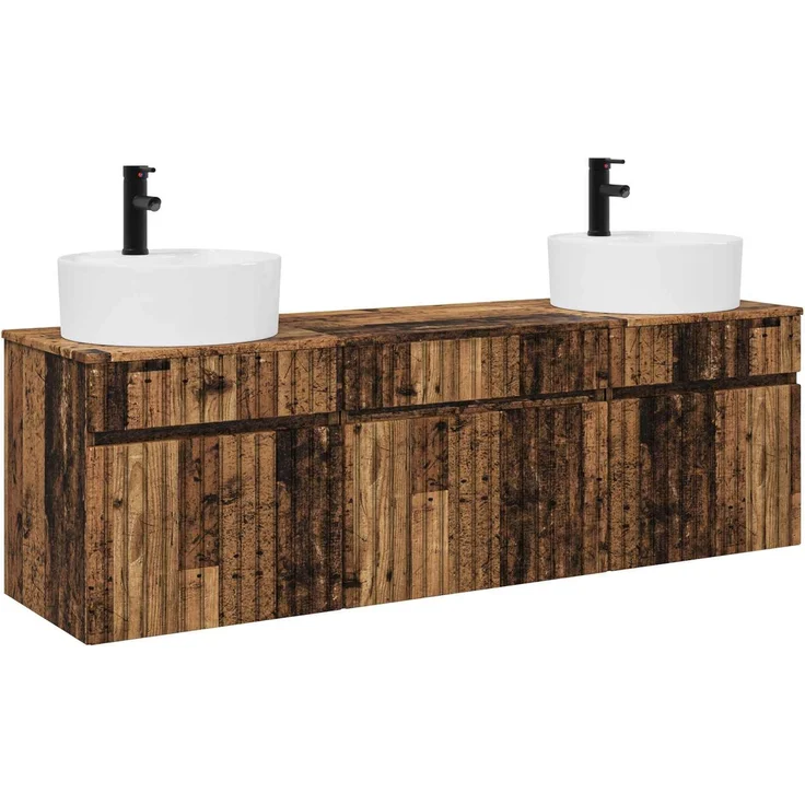 vidaXL Badezimmerschrank-Set 3 stk. Altholz 157 x 44,5 x 82 cm 3405755 – Bild 2