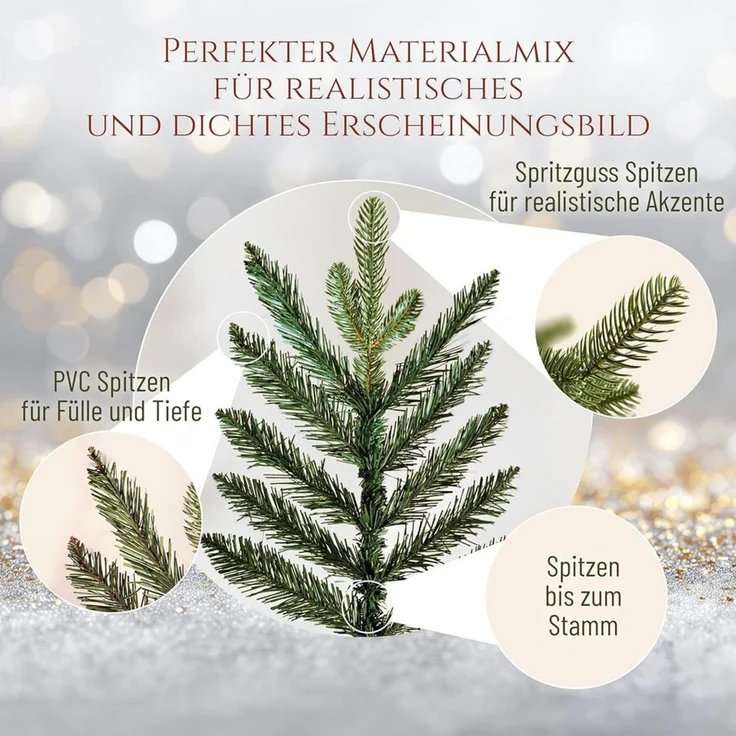 Premium Weihnachtsbaum künstlich 90cm - TESTSIEGER 10 Jahre GARANTIE - Naturgetreu, dichte Zweige, Künstlicher Weihnachtsbaum mit Holzständer, Christmas Tree Tannenbaum künstlich 90 cm Pure Living – Bild 4