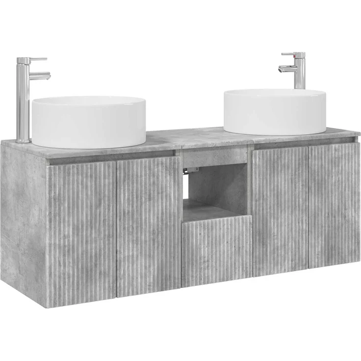 vidaXL Badezimmerschrank-Set 3 stk. Betongrau 129 x 44,5 x 80 cm 3405740 – Bild 2