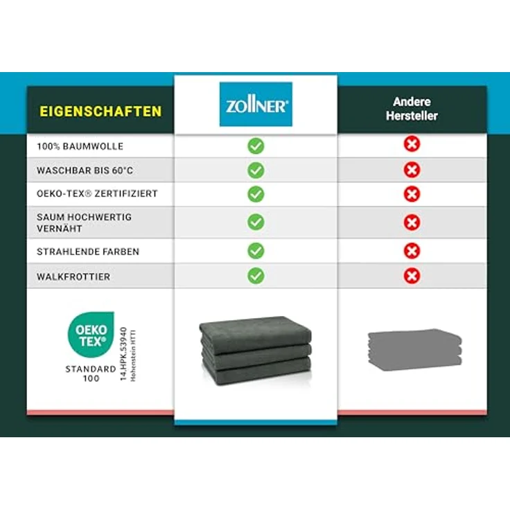 ZOLLNER Duschtücher, Walkfrottier (3-St), 70 x 140 cm, 100% Baumwolle, vom Hotelwäschespezialisten – Bild 7