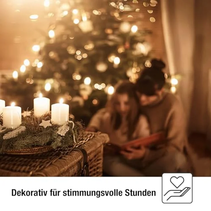 Hellum Lichterkette Weihnachtsbaum innen Made in Germany, Christbaumbeleuchtung mit Clips, 30 Lichter, 2030 cm beleuchtet, grünes Kabel und weißer Schaft, für Innenbereich mit teilbaren Stecker 813012 – Bild 7