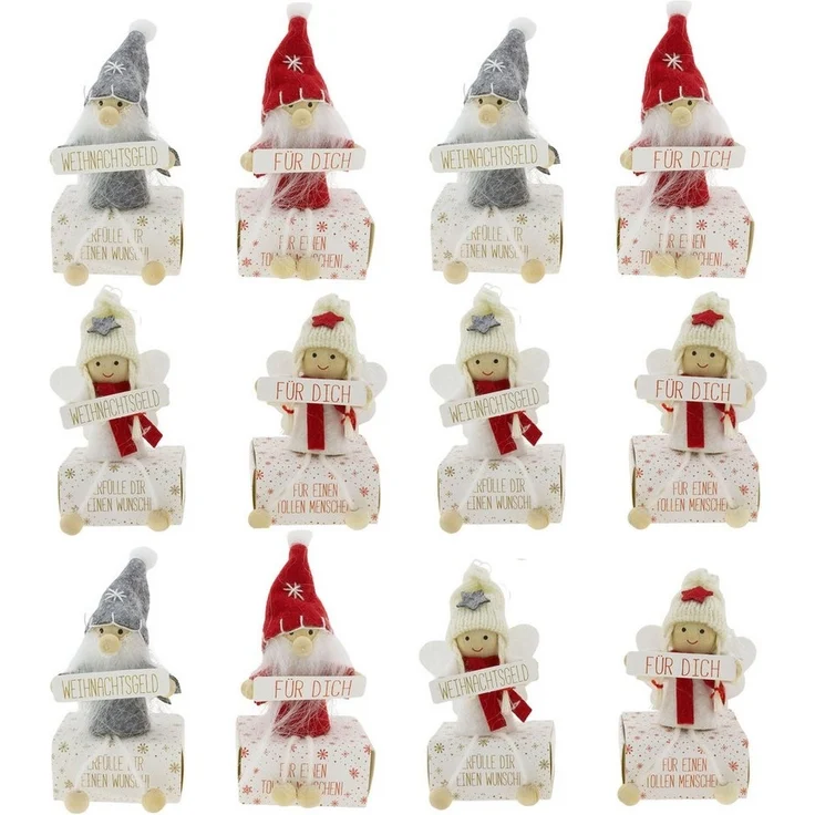 Annastore Geschenkbox Süße Wichtel auf kleiner Box aus Karton für Geldgeschenke, Geldverpackung Weihnachten – Bild 1